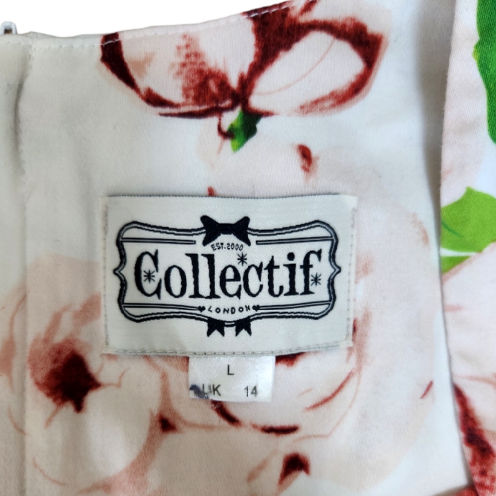 “Collectif Vintage London”  Regina Doll Swing dress, Pinup 1950s UK 14 US 10 L - Picture 5 of 13